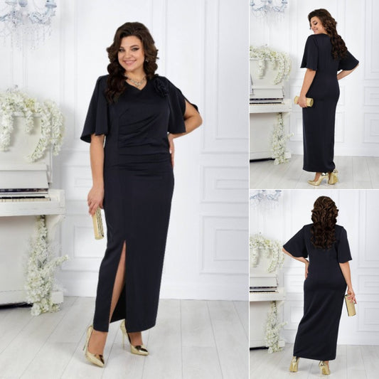 【S~5XL】Nowa elegancka czarna sukienka--3665416