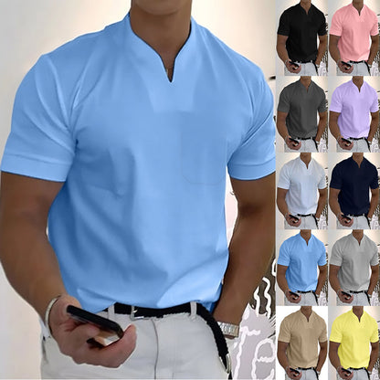 👕【Letnia oferta】【S-5XL】Męska koszula z krótkim rękawem i dekoltem w serek