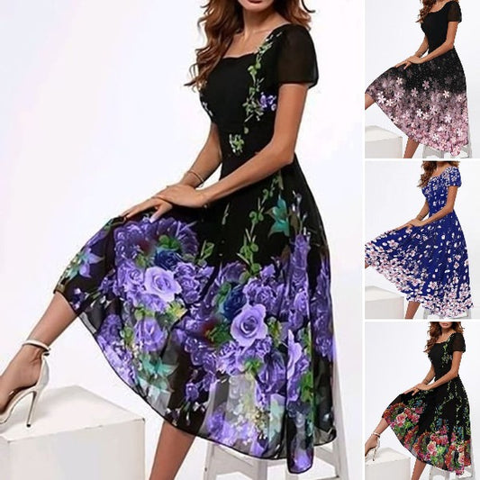 ✨【S-3XL】2024 Wiosenno-letnie eleganckie sukienki z kwiatowym dekoltem w serek 3726813