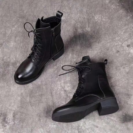 🔥✨【Jesienny nowy styl】【35-41】Modne i eleganckie damskie buty typu Martin z noskiem w szpic, z prawdziwej skóry