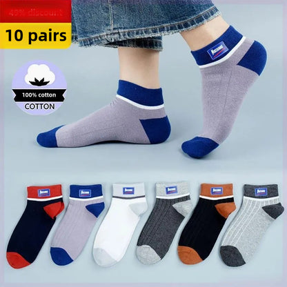 💥【10 par】Męskie skarpetki sportowe na co dzień, cienkie, pochłaniające pot i zapobiegające powstawaniu nieprzyjemnego zapachu 3730435