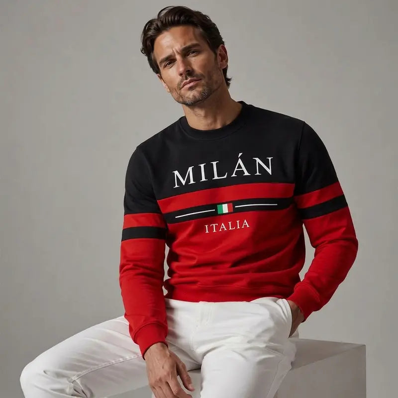 【S-6XL】Muške majice dugih rukava s natpisom „Milano Italia”