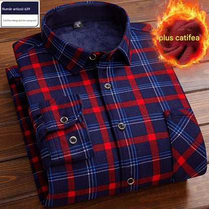 👔【L-4XL】Ciepła koszula w aksamitną kratę na jesień i zimę ✅【45-95kg】