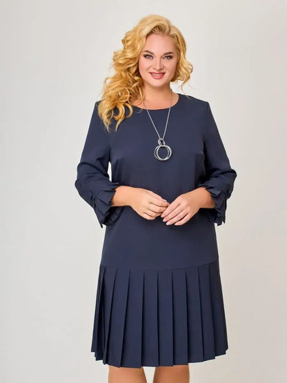 💌 【S-5XL】👗 2024 zimowa nowa wysokiej jakości elegancka sukienka w jednolitym kolorze 3819775