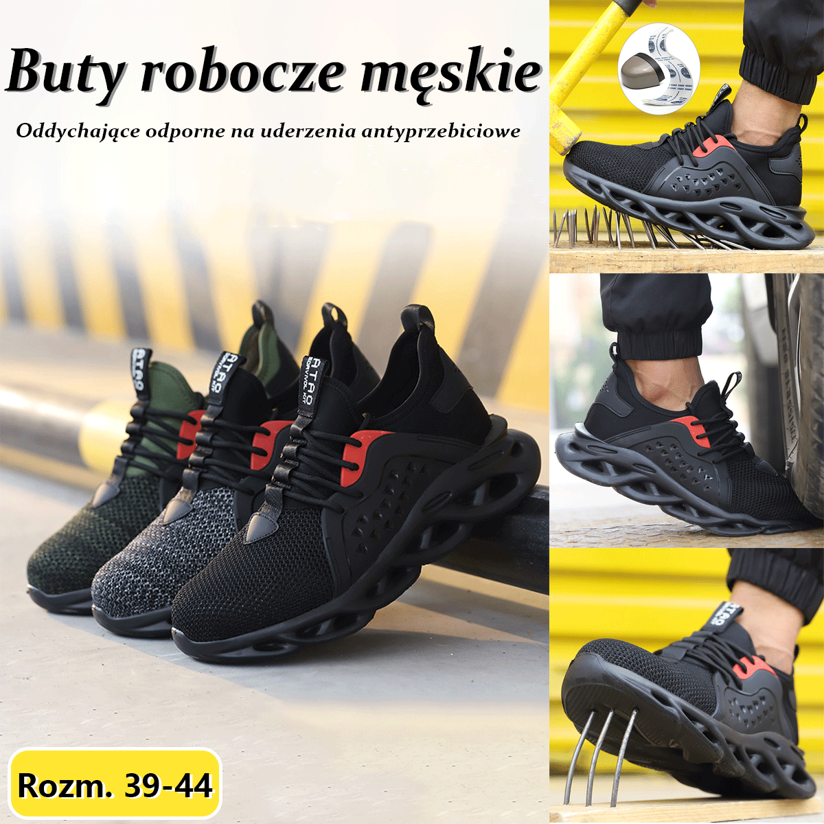 Promocja na koniec miesiąca💥Buty robocze męskie 39-48✅Oddychające i odporne na uderzenia✅Odporne na przebicie✅Antypoślizgowe✅Wygodne