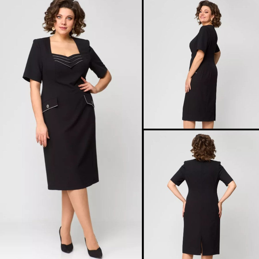 Wyprzedaż specjalna💥Nowa czarna sukienka z kwadratowym dekoltem w stylu francuskim 2025, w stylu nowej ery, elegancka i pełna uroku