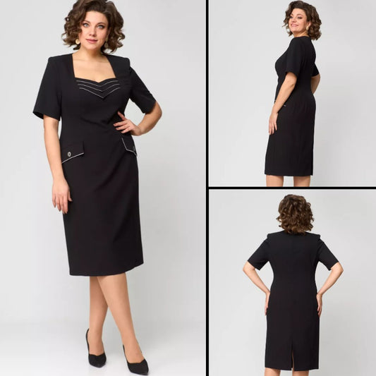 Wyprzedaż specjalna💥Nowa czarna sukienka z kwadratowym dekoltem w stylu francuskim 2025, w stylu nowej ery, elegancka i pełna uroku