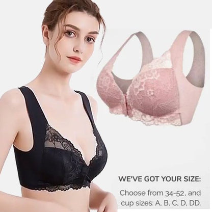 😍【50% zniżki】【Zestaw 3-częściowy】Wygodny damski seksowny koronkowy biustonosz, bezszwowy, zapięcie z przodu na zatrzask