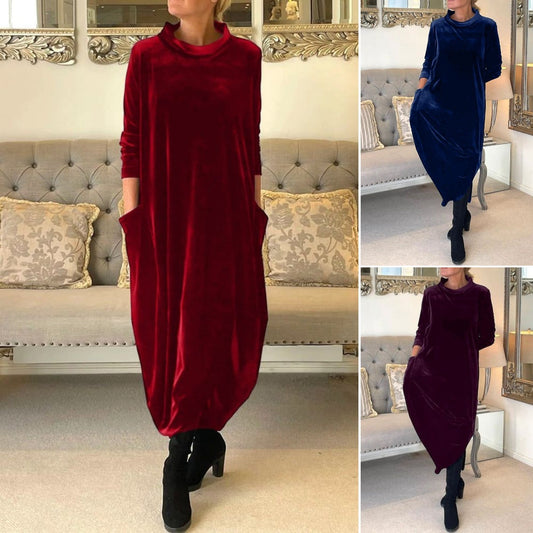 🌈🍃【S-5XL】2025 Jesień/Zima Nowa Wysokiej Jakości Aksamitna Elegancka Sukienka Retro