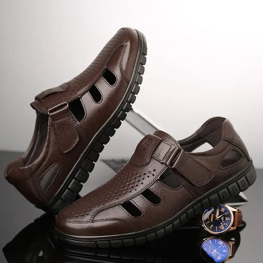 ✨👟🛒【Ostatnia promocja dnia】🎉🎊📢 2025 nowe modne oddychające sandały męskie z grubą podeszwą, zamknięte buty męskie, buty plażowe