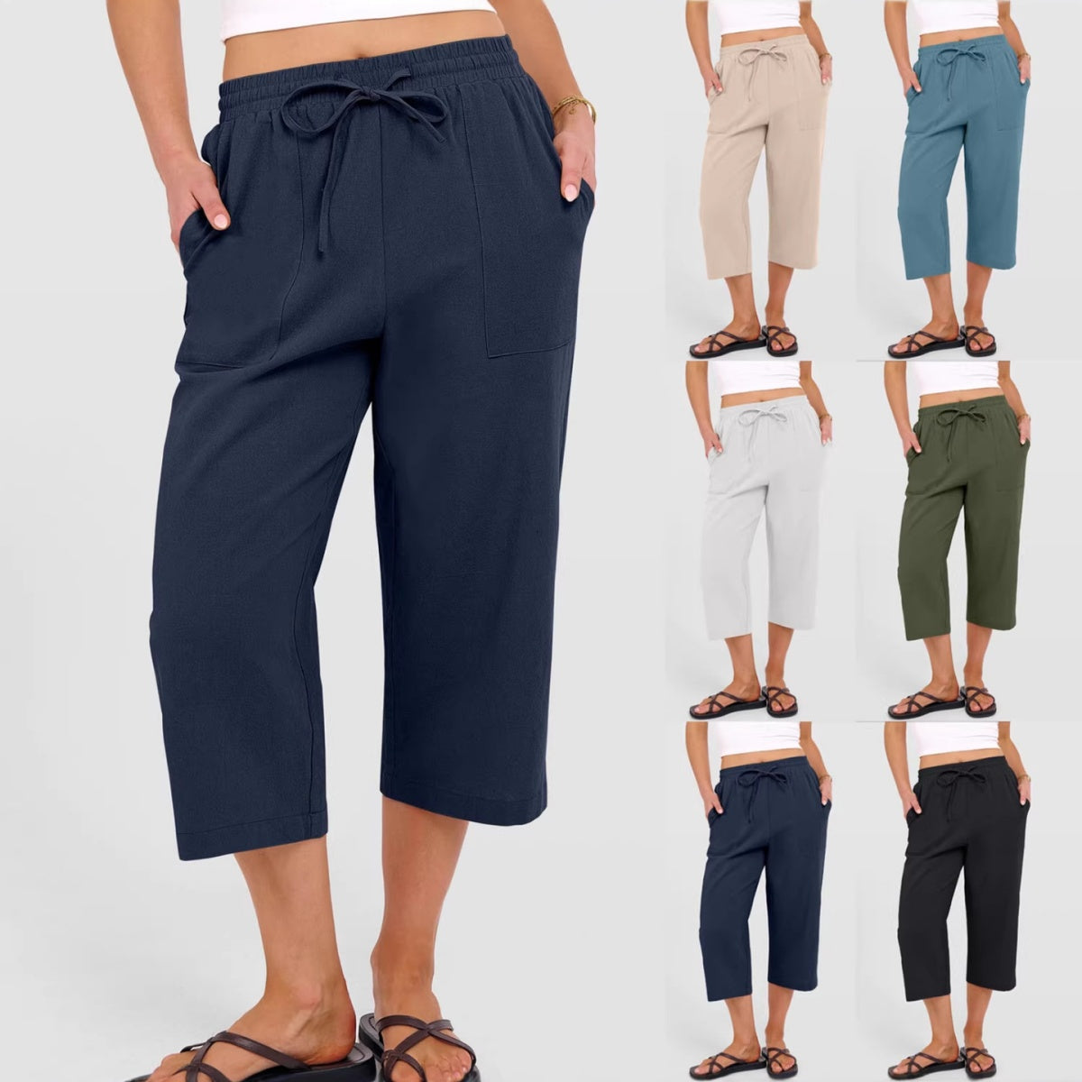 🌸【Kupite 1, dobijte 1 gratis】Ženske jednobojne plisirane kratke hlače od pamuka i lana 1【40-90 kg】