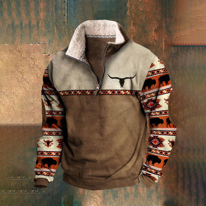 👕【35% ОТСТЪПКА】【S-4XL】2025 Есенно-зимен мъжки моден, топъл пуловер с дълъг ръкав и 3D щампа