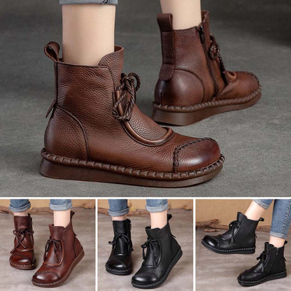 🌷Nowości z wczesnej jesieni 2025 w przedsprzedaży 🎉🌟【35-40】👢Klasyczne, damskie, retro, modne, krótkie, skórzane buty z miękką podeszwą i bocznym zamkiem błyskawicznym