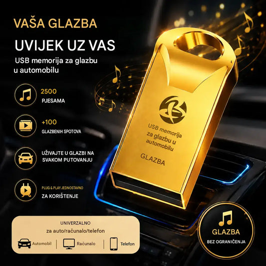 🔥🔥【32 GB】Visokokvalitetni USB flash pogon za glazbu u automobilu【2500 popularnih pjesama + 100 videa】