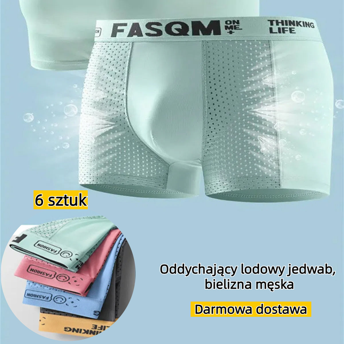 (Kup jeden, a otrzymasz pięć) Letnie męskie bokserki oddychające lodowym jedwabiem_3617096