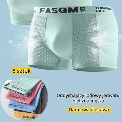 (Kup jeden, a otrzymasz pięć) Letnie męskie bokserki oddychające lodowym jedwabiem_3617096