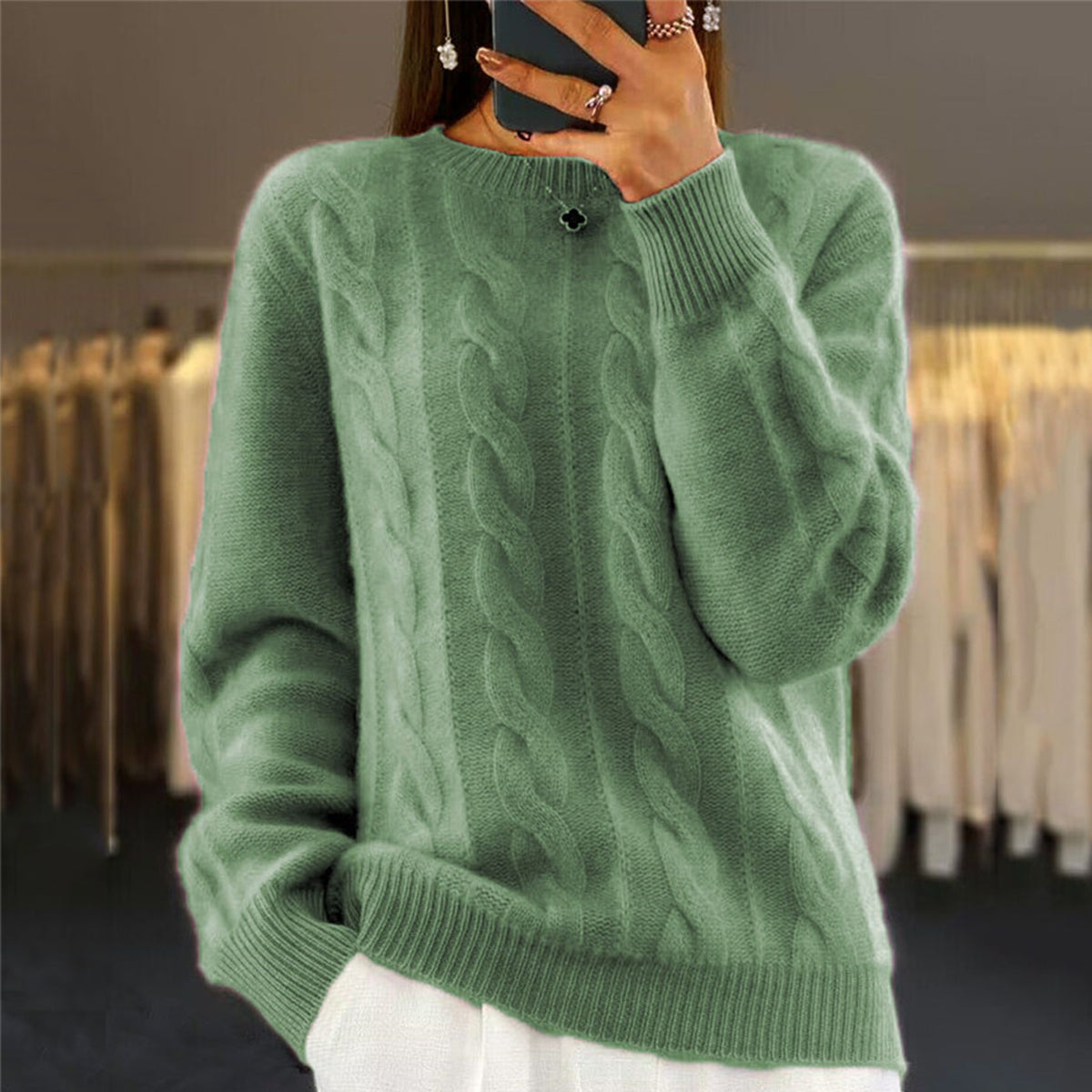 🔥⛄【S-XL】Nowy sweter z wełny na jesień i zimę 2025, jednolity kolor, wysokiej jakości