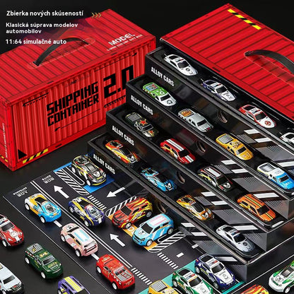 🎅Wyprzedaż świąteczna - 50% zniżki🎁 48 mini samochodzików z składanym tyłem i wbudowanym garażem