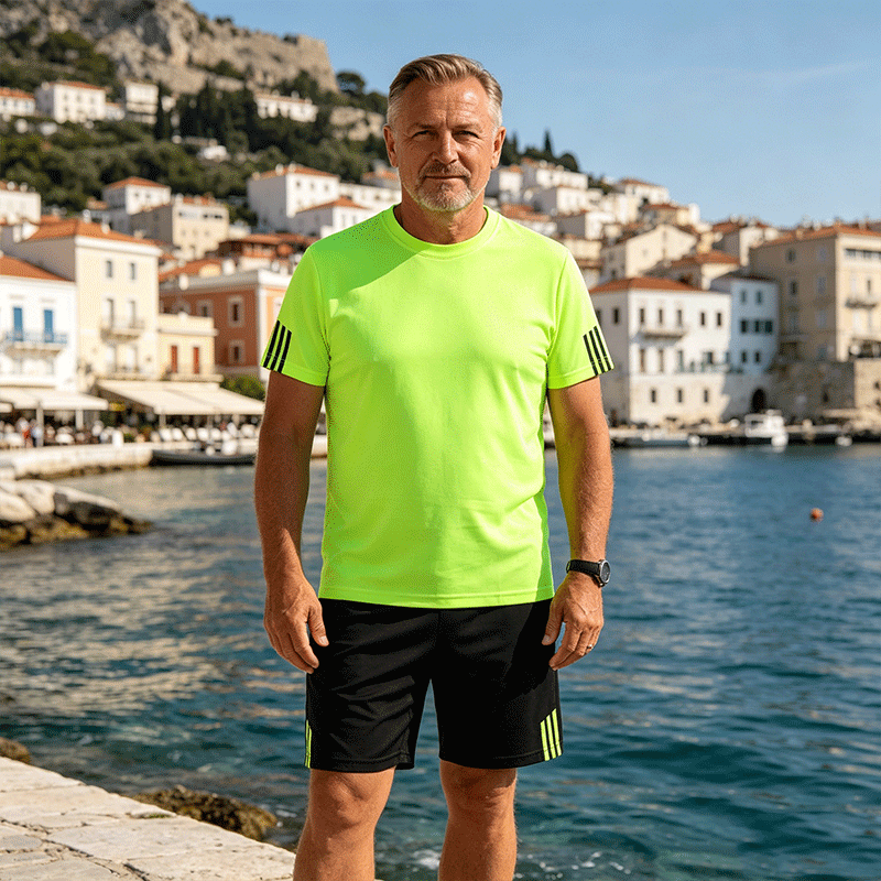[Płatność przy odbiorze] Męski letni dwuczęściowy komplet sportowy: wygodny T-shirt z krótkim rękawem i szorty – idealny zarówno do noszenia na co dzień, jak i w domu.