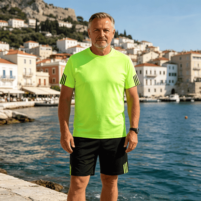 [Płatność przy odbiorze] Męski letni dwuczęściowy komplet sportowy: wygodny T-shirt z krótkim rękawem i szorty – idealny zarówno do noszenia na co dzień, jak i w domu.