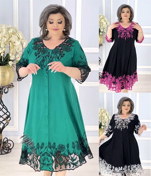 🔥👗【50% ZNIŻKI】🔥🥰2024 Prosta wielokolorowa sukienka plus size--3697579