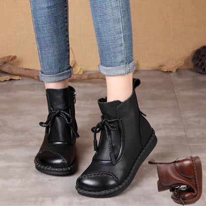 🔥【35-40】🥾Damskie botki ze skóry naturalnej z aksamitem