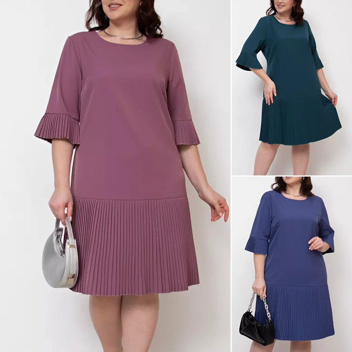 【50% zniżki】【S-5XL】 Sukienka w jednolitym kolorze, casualowa i komfortowa, o eleganckim stylu
