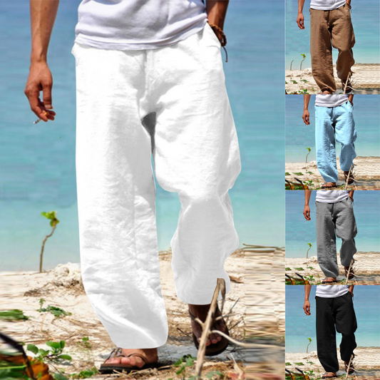 👖🕺【45% zniżki -S–5XL】😍Letnie męskie szerokie proste spodnie w dużym rozmiarze w jednolitym kolorze, ściągacz w pasie, swobodne, oddychające