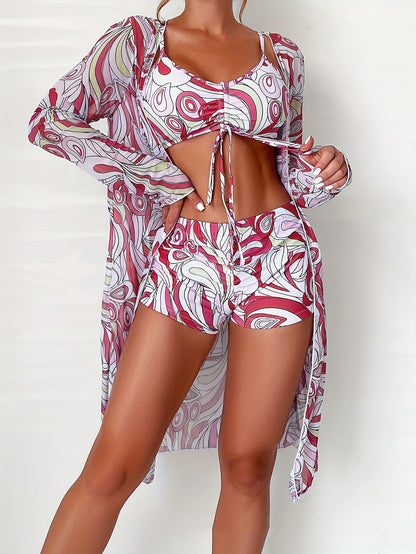 【Oferta limitată】👙 Nowy modny trzyczęściowy kostium kąpielowy, komfortowy i dostępny w wielu kolorach