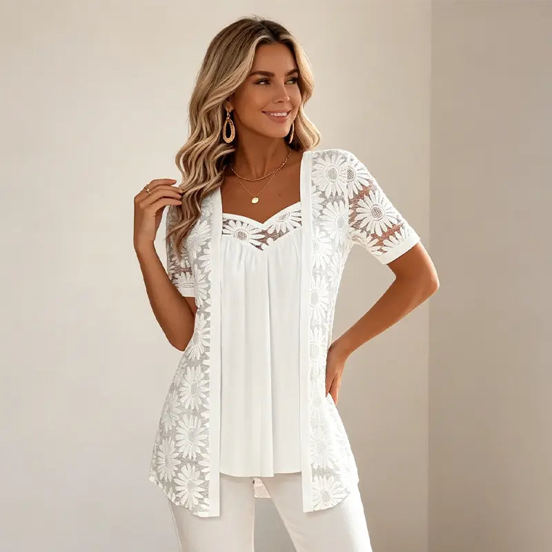 👚 Elegancki top siatkowy 2 w 1 z koronką – modelujący i wyszczuplający brzuch, dostępny w 5 kolorach, rozmiary S–4XL! 🌸✨