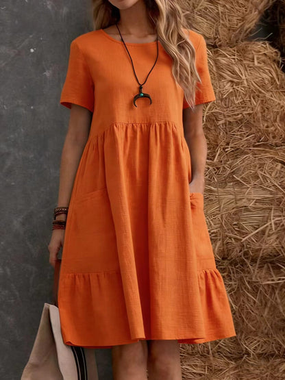 👗💖Vremenski ograničena promocija😍【S-4XL】✨Nova haljina za proljeće/ljeto 2026., kratki rukavi s V-izrezom.
