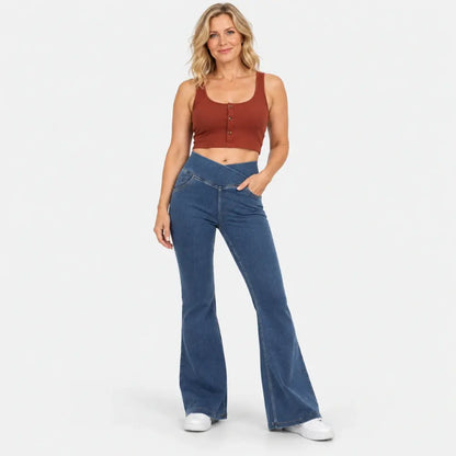 👖🌹【XS-4XL】Traperice visokog struka, uskog kroja i zvonastog kroja koje podižu bokove