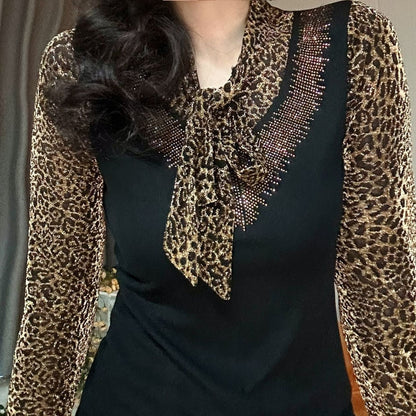 ⛄❄️【XL-6XL】🧶 Jesień i zima 2024 2024 Lampart Print Długi sweter z dzianiny duży rozmiar 3845367