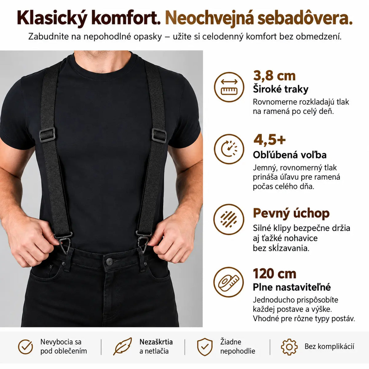 📢📢 ZĽAVA 50 %! 🧷 Pánsky sťahovací pás s prekríženým dizajnom na chrbte a zapínaním na háčiky 🧷