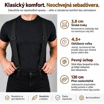 📢📢 ZĽAVA 50 %! 🧷 Pánsky sťahovací pás s prekríženým dizajnom na chrbte a zapínaním na háčiky 🧷