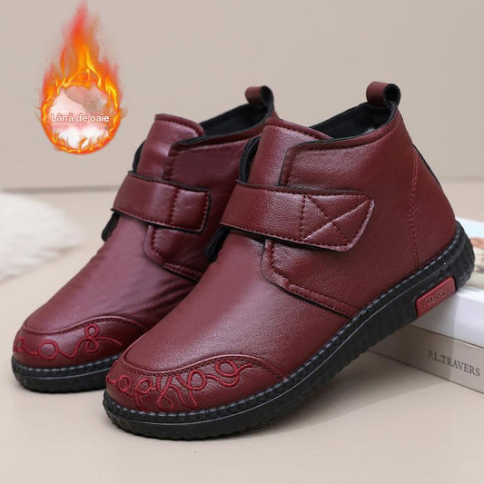 🔥【ROZMIAR: 35-41】Zimowe buty z pluszem i wełną owczą, ciepłe buty bawełniane, antypoślizgowe, z miękką podeszwą-3858612