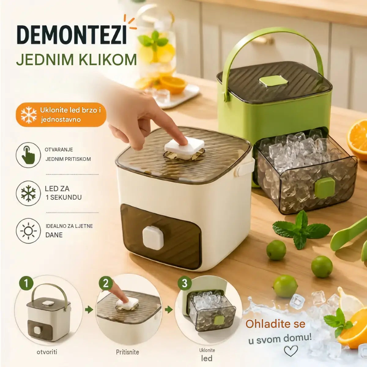 💥🥤🧊Ledomat s funkcijom pohrane leda: proizvodi 48 kockica leda odjednom, poklopac otporan na curenje 🏖️✅