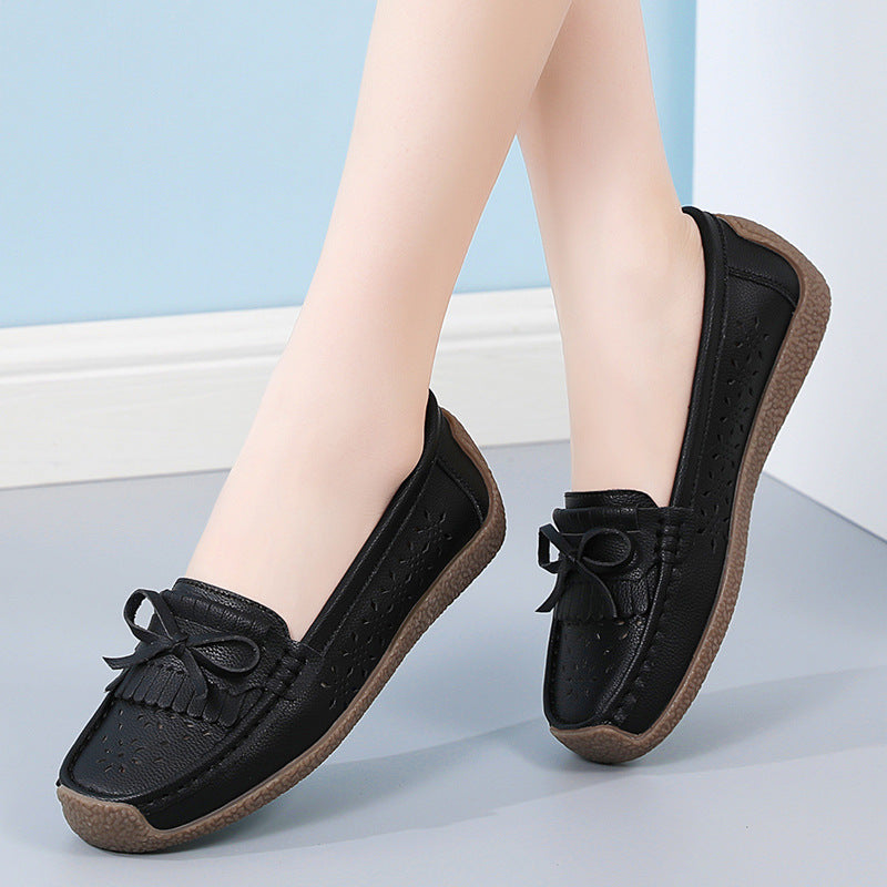 🌼Nowość w promocji👡Nowy model 2025🌼【rozmiary 35–44】Letnie damskie buty skórzane z ażurowym wzorem i frędzlami, przewiewne i wygodne