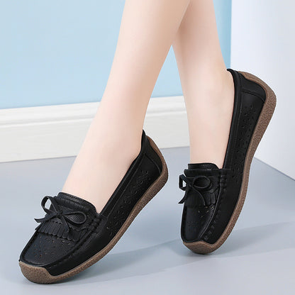 🌼Nowość w promocji👡Nowy model 2025🌼【rozmiary 35–44】Letnie damskie buty skórzane z ażurowym wzorem i frędzlami, przewiewne i wygodne