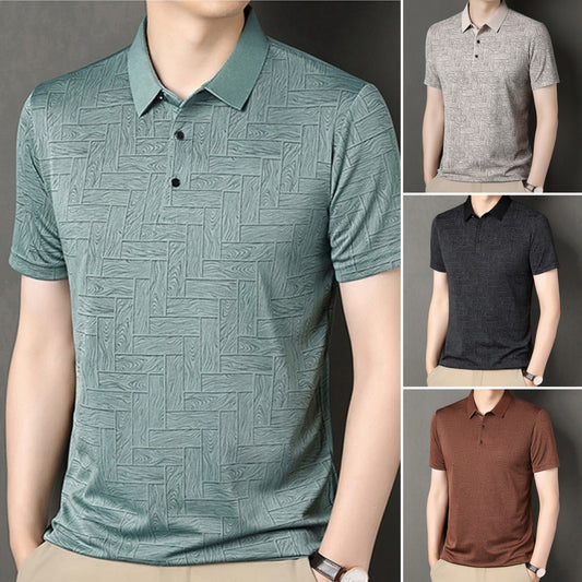 🔥【M-4XL】👔2025 Nowa modna męska koszulka POLO z krótkim rękawem w pask✨jedwabna gładkoś✨wygodna i oddychająca
