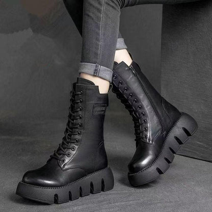🔥【35-40】Wysokiej jakości ręcznie robione buty Martin z miękkiej skóry na grubej podeszwie 3747112