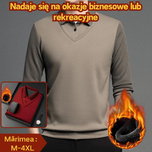 🔥👔【M-4XL】Męska dwuczęściowa kurtka ze sztucznej skóry szenilowej z aksamitem i podszewką zapewniającą ciepło
