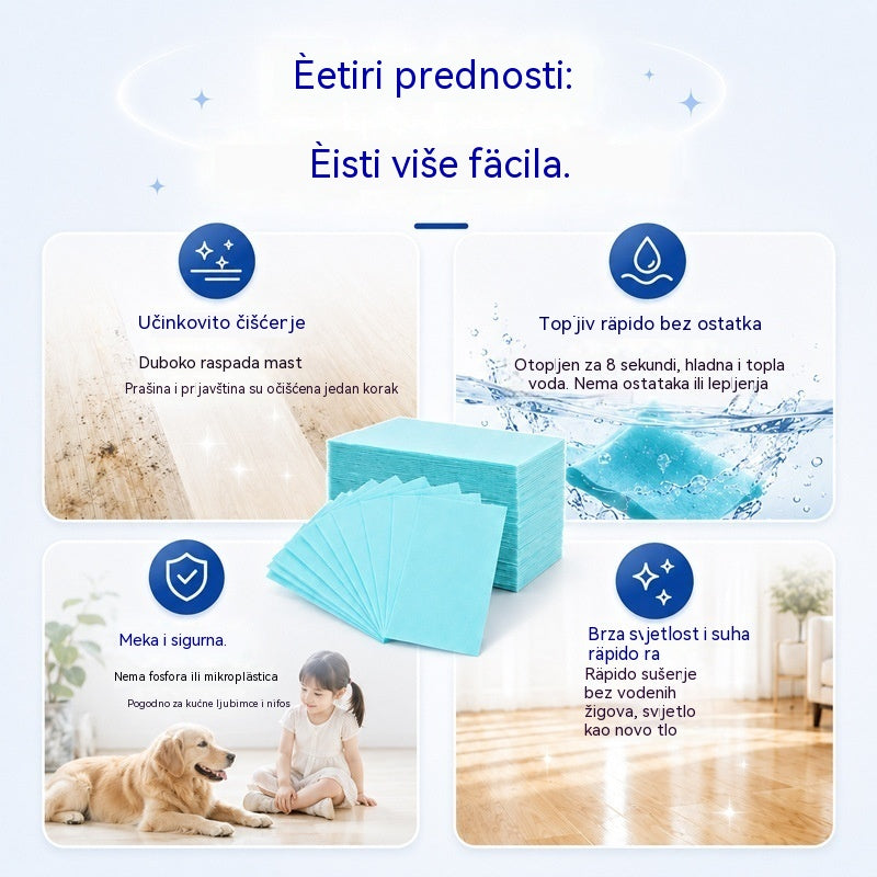 💦🏡【3 pakiranja, ukupno 90 tableta】Vlažne maramice za čišćenje podova topive u vodi