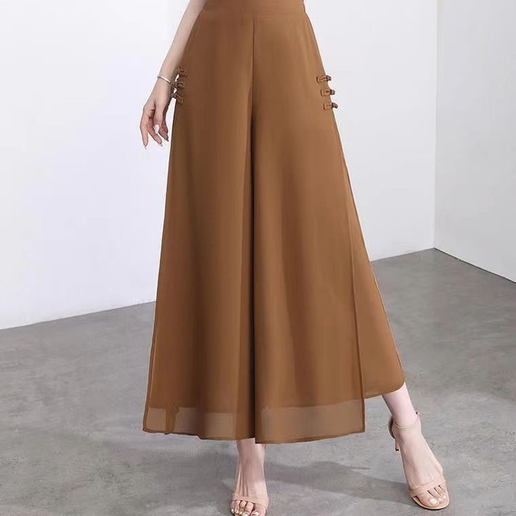 ✨🌈【M-4XL】👖💖【Nowy styl lata】2025 modne i eleganckie spodnie z szyfonu z szerokimi nogawkami, wygodne i oddychające