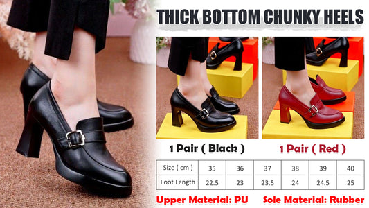 👠【Rozmiary 35-40】Nowe skórzane buty na grubym obcasie z 2025 roku, modne damskie buty na wysokim obcasie-3881018