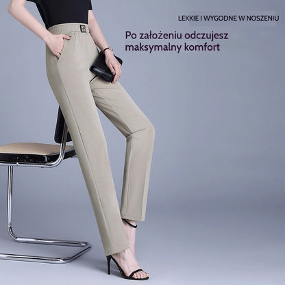 【XL-6XL】👖Letnie spodnie z wysokim stanem i prostą nogawką z lodowego jedwabiu
