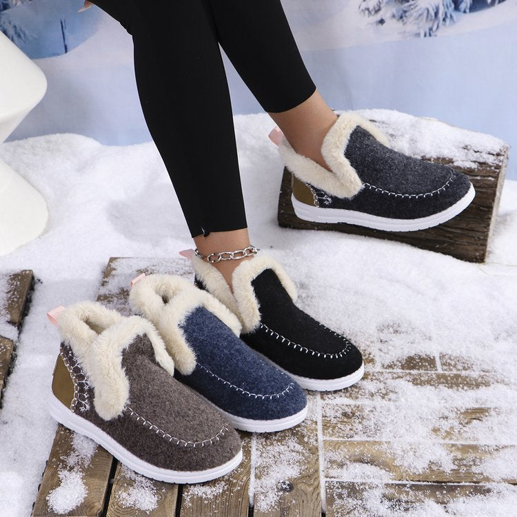 【36-43】2024 Nowe krótkie buty damskie z podszewką z pluszu 3767925