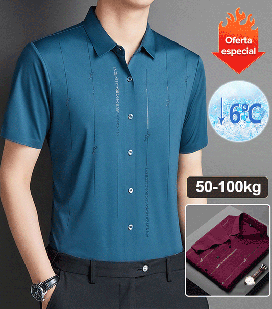 🔥【M-4XL】👔 Letnia męska koszula z krótkim rękawem 2024 Wysoka elastyczna, odporna na zmarszczki, bezszwowa koszula 3710158