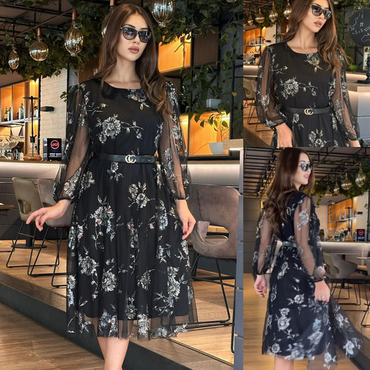 【S-5XL】👗Nowa letnia elegancka tiulowa sukienka w kwiaty 3662118