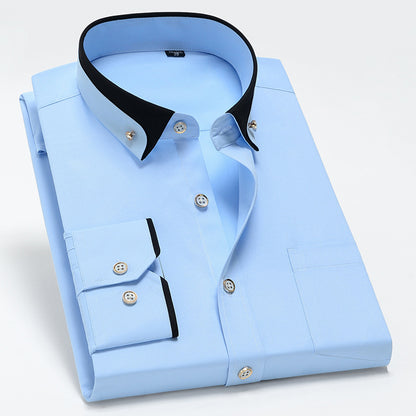 👕【S-4XL】2025 nowa, oddychająca męska, casualowa, biznesowa koszula z długim rękawem – niezbędny element garderoby do pracy